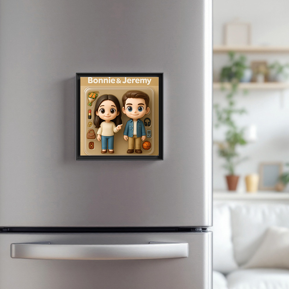 Custom Action Figure AI Photo Personalized Toy Box Art Style Music Fridge Magnets That Can Play Songs Gift for Couple - CustomPhotoKeychainUK