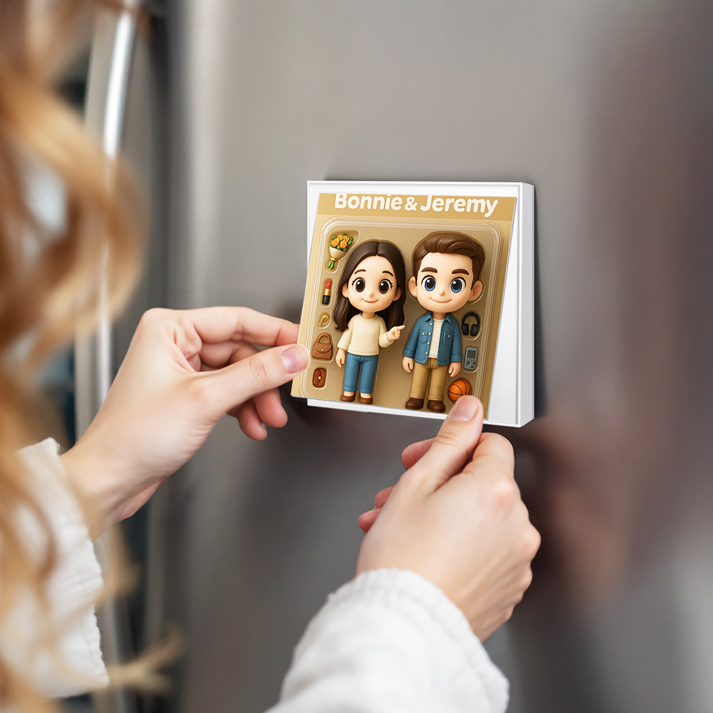 Custom Action Figure AI Photo Personalized Toy Box Art Style Music Fridge Magnets That Can Play Songs Gift for Couple - CustomPhotoKeychainUK