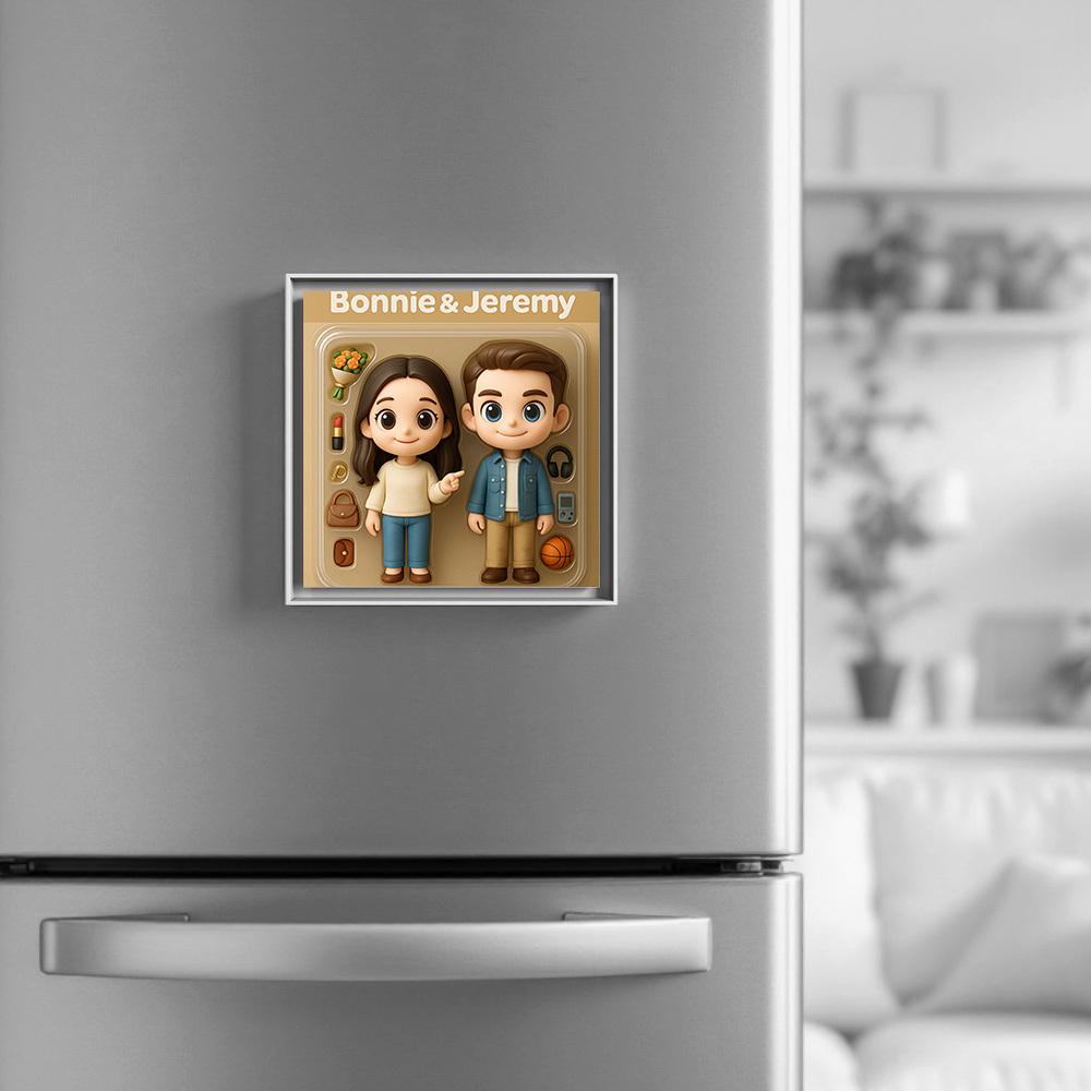 Custom Action Figure AI Photo Personalized Toy Box Art Style Music Fridge Magnets That Can Play Songs Gift for Couple - CustomPhotoKeychainUK