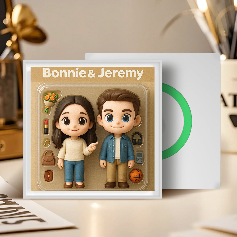 Custom Action Figure AI Photo Personalized Toy Box Art Style Music Fridge Magnets That Can Play Songs Gift for Couple - CustomPhotoKeychainUK