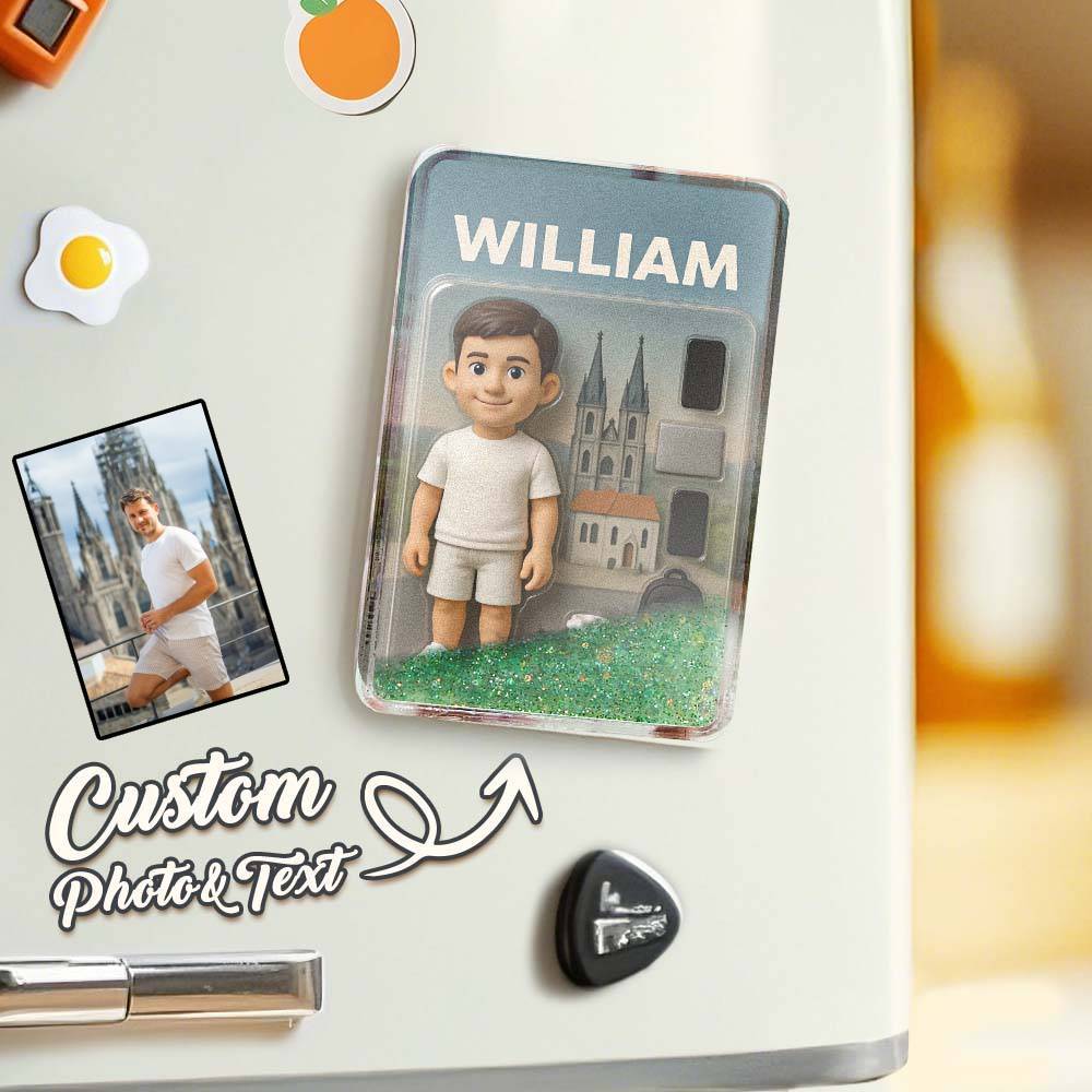 Custom 3D Effect Action Figure Pack Packaging Toy Box Style Art Gift Personalized Quicksand Fridge Magnet Gift for Father - CustomPhotoKeychainUK