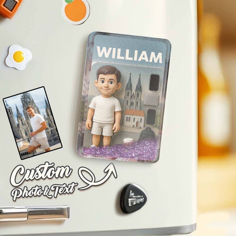 Custom 3D Effect Action Figure Pack Packaging Toy Box Style Art Gift Personalized Quicksand Fridge Magnet Gift for Father - CustomPhotoKeychainUK