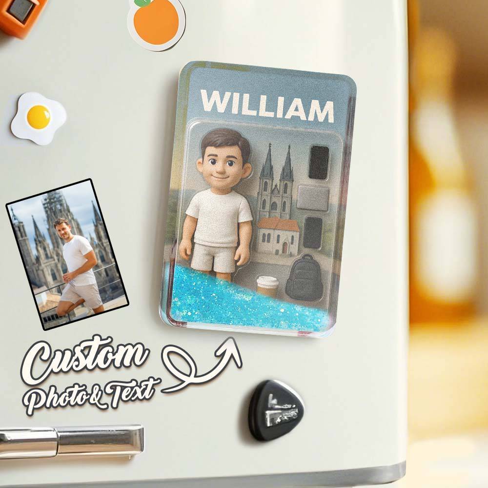 Custom 3D Effect Action Figure Pack Packaging Toy Box Style Art Gift Personalized Quicksand Fridge Magnet Gift for Father - CustomPhotoKeychainUK