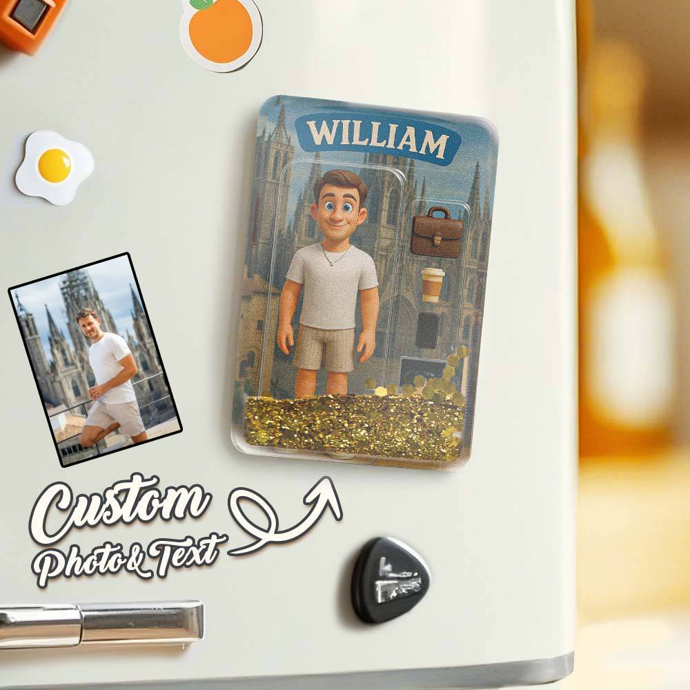 Custom 3D Effect Action Figure Pack Packaging Toy Box Style Art Gift Personalized Quicksand Fridge Magnet Gift for Father - CustomPhotoKeychainUK