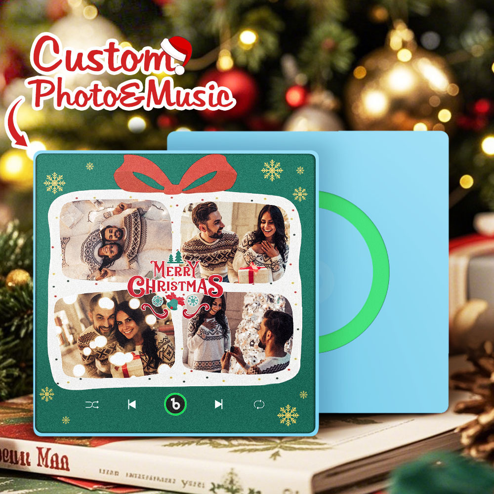 Custom Christmas Music Photo Fridge Magnet, Personalized Picture & Song, Best Christmas Gift for Couple, Family, Friend