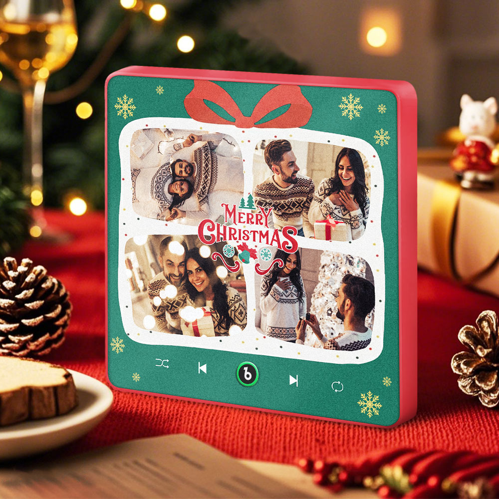 Custom Christmas Music Photo Fridge Magnet, Personalized Picture & Song, Best Christmas Gift for Couple, Family, Friend