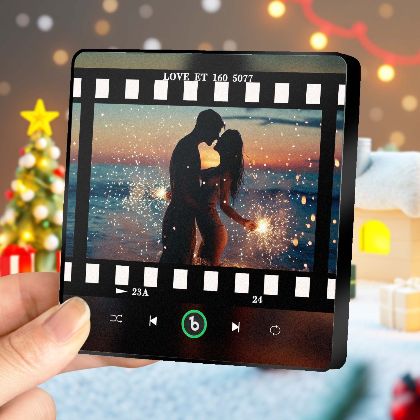 Custom Music Fridge Magnets Slide Viewer Style Custom Music Picture And Lettering For Her - CustomPhotoKeychainUK