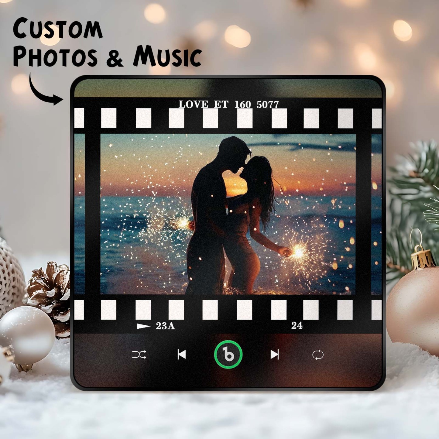 Custom Music Fridge Magnets Slide Viewer Style Custom Music Picture And Lettering For Her - CustomPhotoKeychainUK
