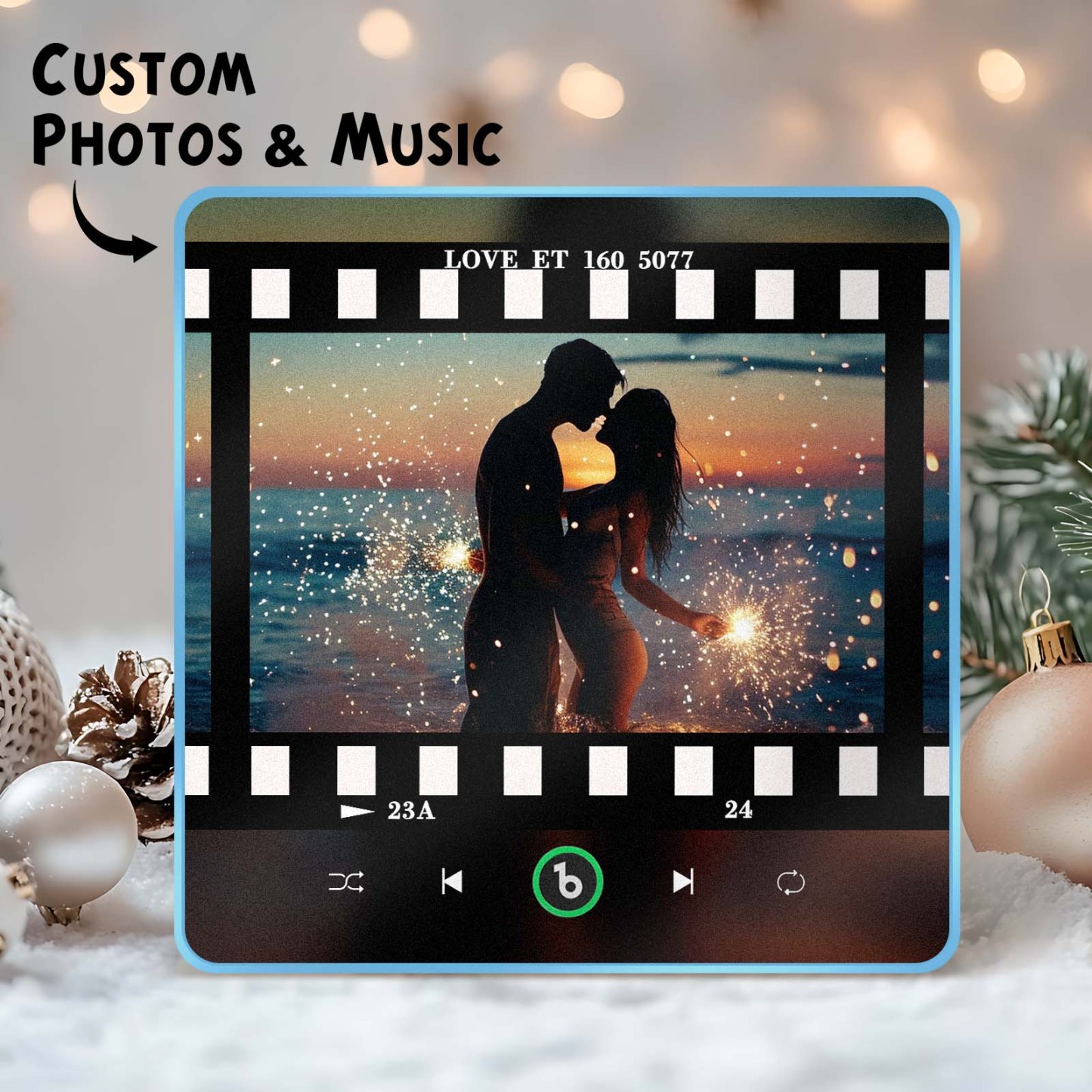 Custom Music Fridge Magnets Slide Viewer Style Custom Music Picture And Lettering For Her - CustomPhotoKeychainUK