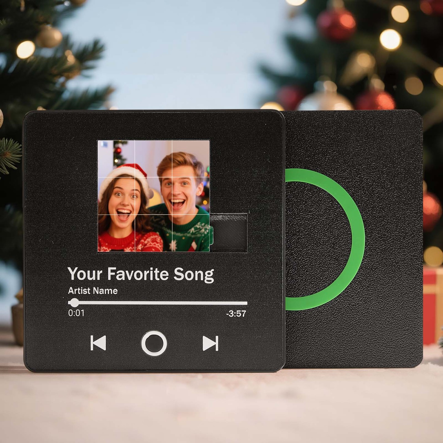 Custom Sliding Puzzle Music Photo Fridge Magnet, Personalized Photo & Song, Best Christmas Gift for Couple, Family, Friend