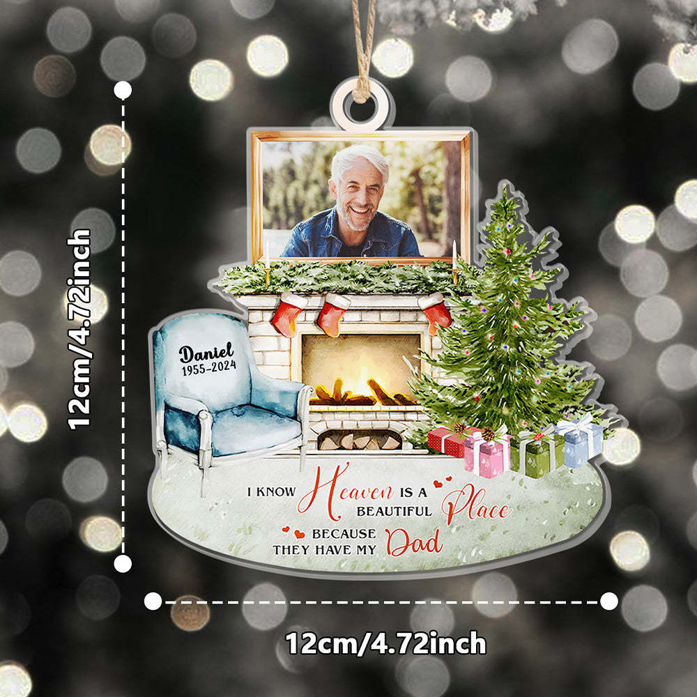 Personalized Heaven is a Beautiful Place Christmas Memorial Ornament Meaningful Christmas Gifts - CustomPhotoKeychainUK