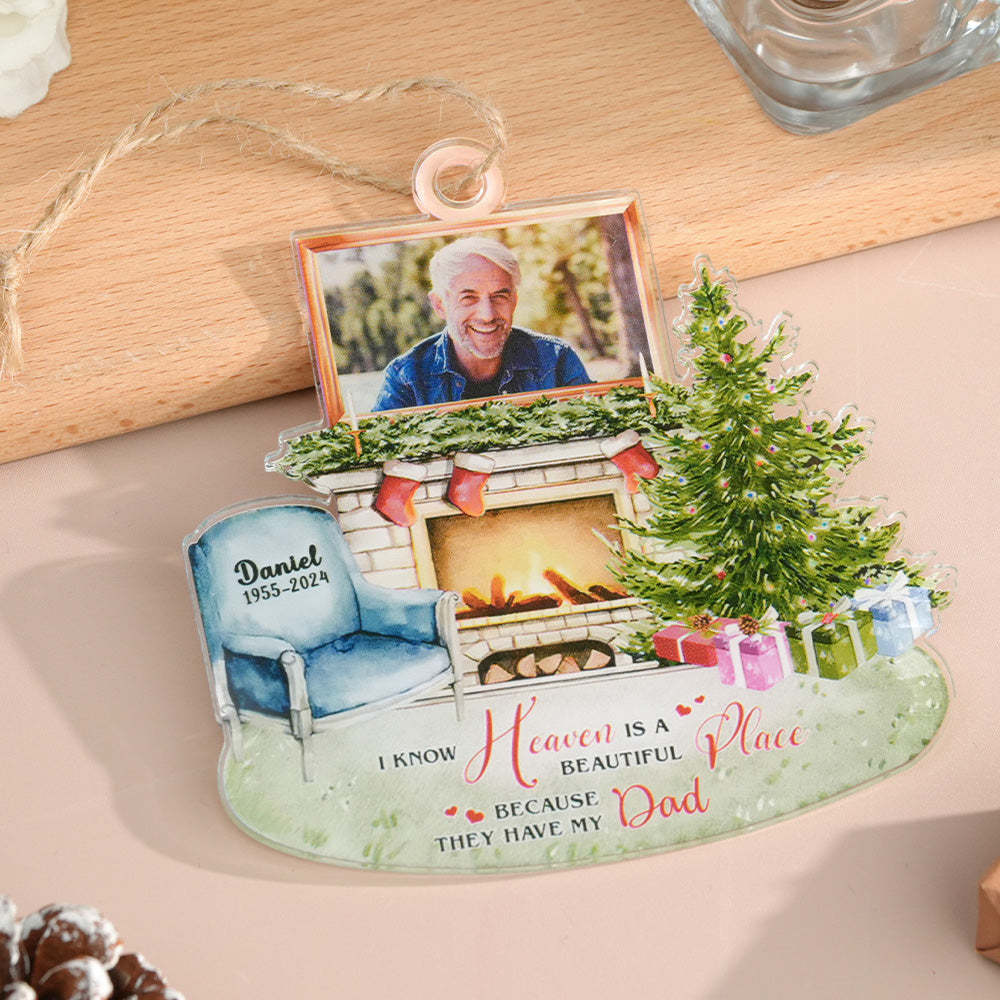 Personalized Heaven is a Beautiful Place Christmas Memorial Ornament Meaningful Christmas Gifts - CustomPhotoKeychainUK