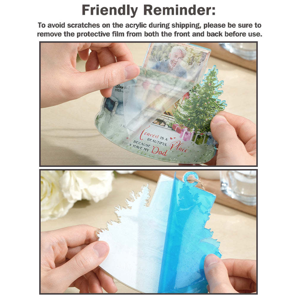 Personalized Heaven is a Beautiful Place Christmas Memorial Ornament Meaningful Christmas Gifts - CustomPhotoKeychainUK