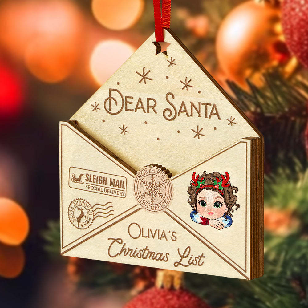 Personalized 3D Letter To Santa Wooden Ornament Christmas Gift For Little Ones - CustomPhotoKeychainUK