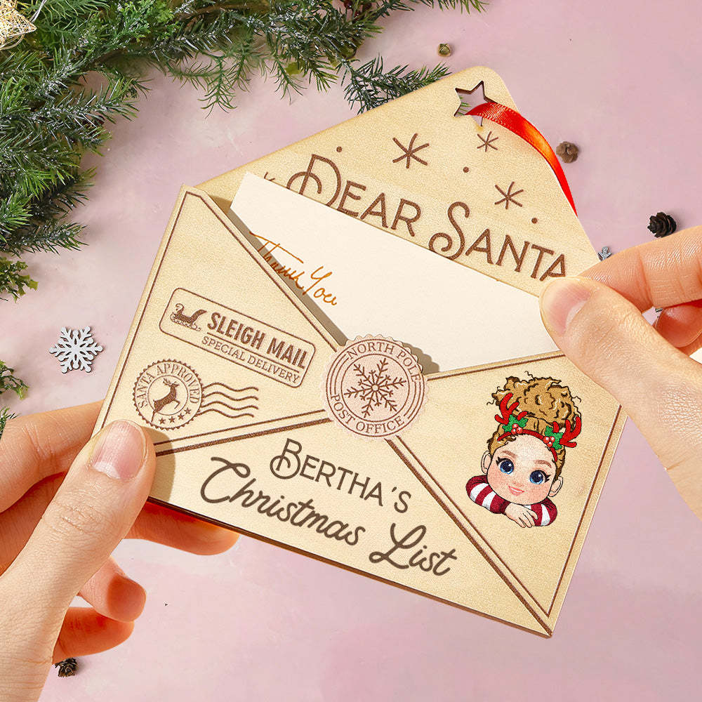Personalized 3D Letter To Santa Wooden Ornament Christmas Gift For Little Ones - CustomPhotoKeychainUK