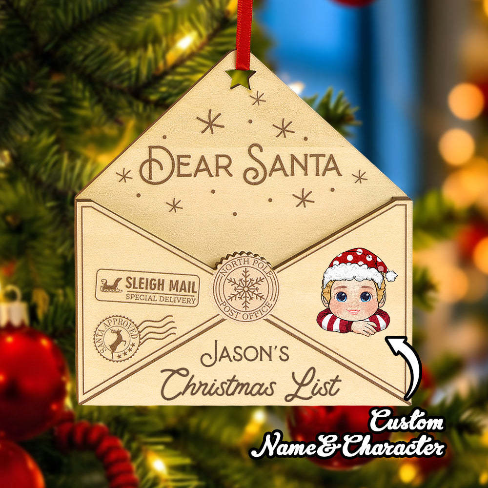 Personalized 3D Letter To Santa Wooden Ornament Christmas Gift For Little Ones - CustomPhotoKeychainUK
