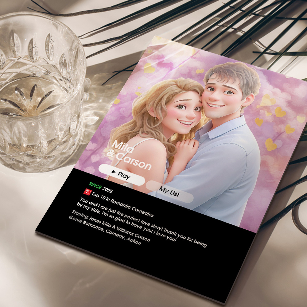 Gifts for Her Custom Cartoon from Your Photo Love Movie Poster Plaque