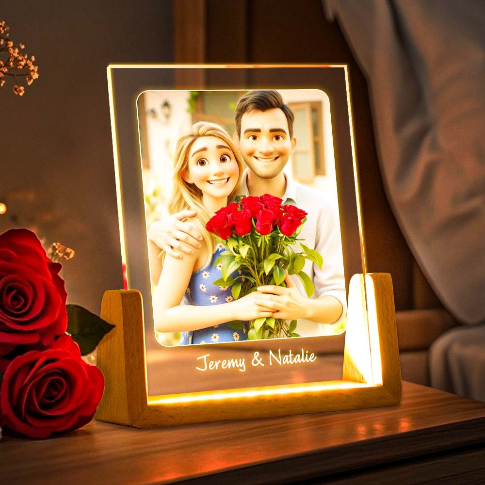 Custom Cartoon Portrait Night Light Personalized Photo Frame LED Lamp for Unique Home Decor