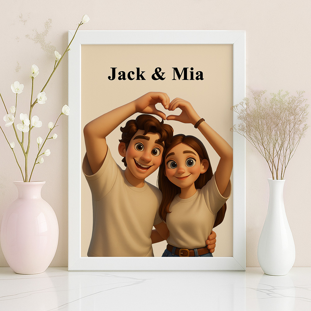 Personalized Cartoon Portrait Frame Gift For Her Anniversary Gift Personalized Gift For Couples