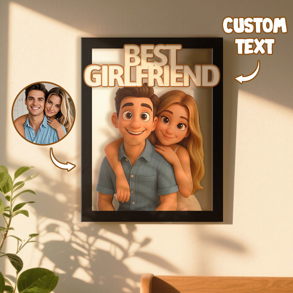 Personalized Cartoon Portrait Wall Frame Custom Wooden Cartoon Portrai