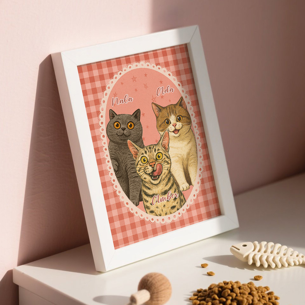 Custom Pet Photo Cartoon Wooden Frame Decorations Romantic Decor Plaque Gifts