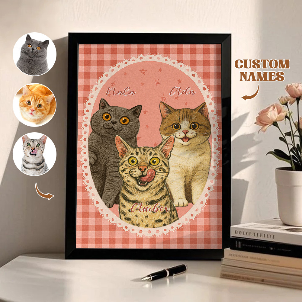 Custom Pet Photo Cartoon Wooden Frame Decorations Romantic Decor Plaque Gifts