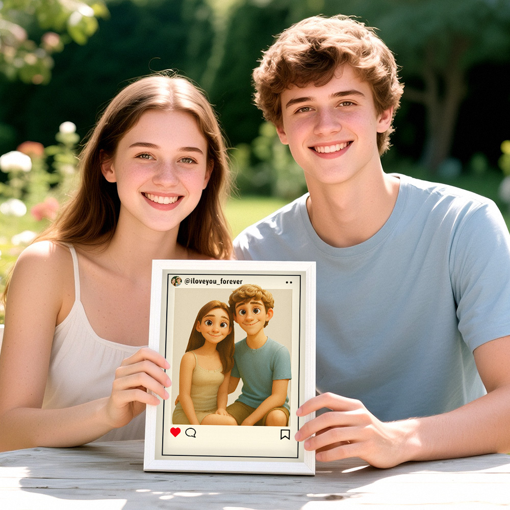 Personalized Cartoon Portrait Photo Frame Instagram Style Photo Frame Wedding Anniversary Birthday Gift