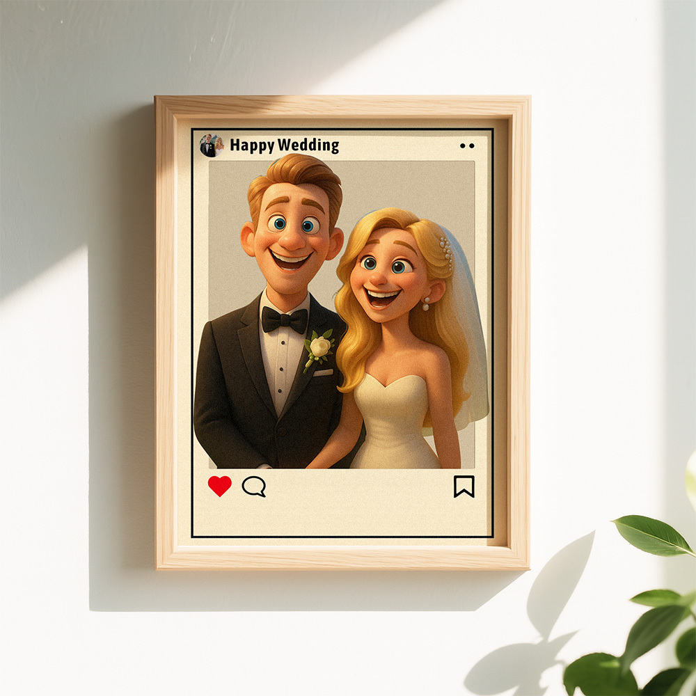 Personalized Cartoon Portrait Photo Frame Instagram Style Photo Frame Wedding Anniversary Birthday Gift