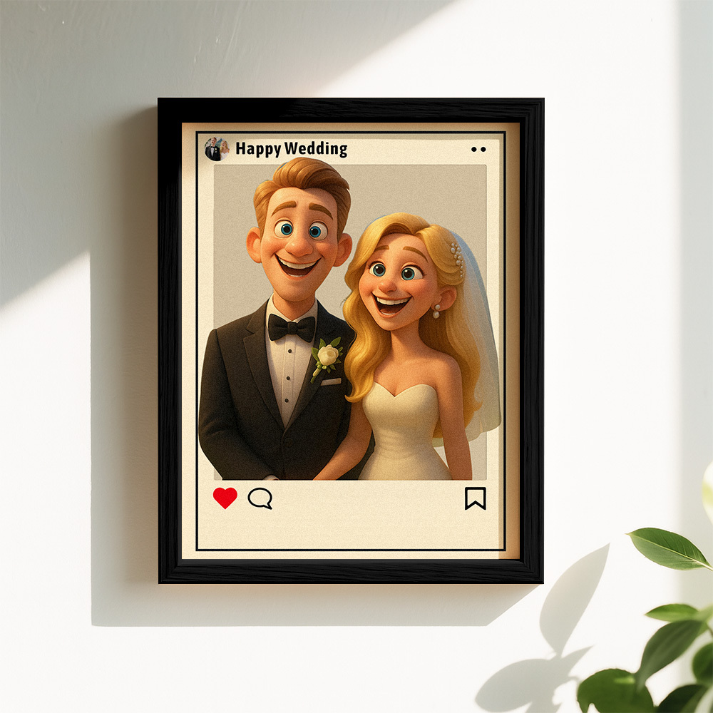 Personalized Cartoon Portrait Photo Frame Instagram Style Photo Frame Wedding Anniversary Birthday Gift