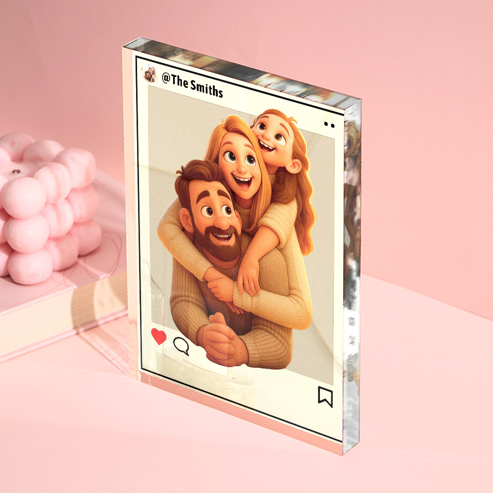 Personalized Cartoon Figure Gift Custom Acrylic Block Plaque Ornament Wedding Anniversary Birthday Festival Gift