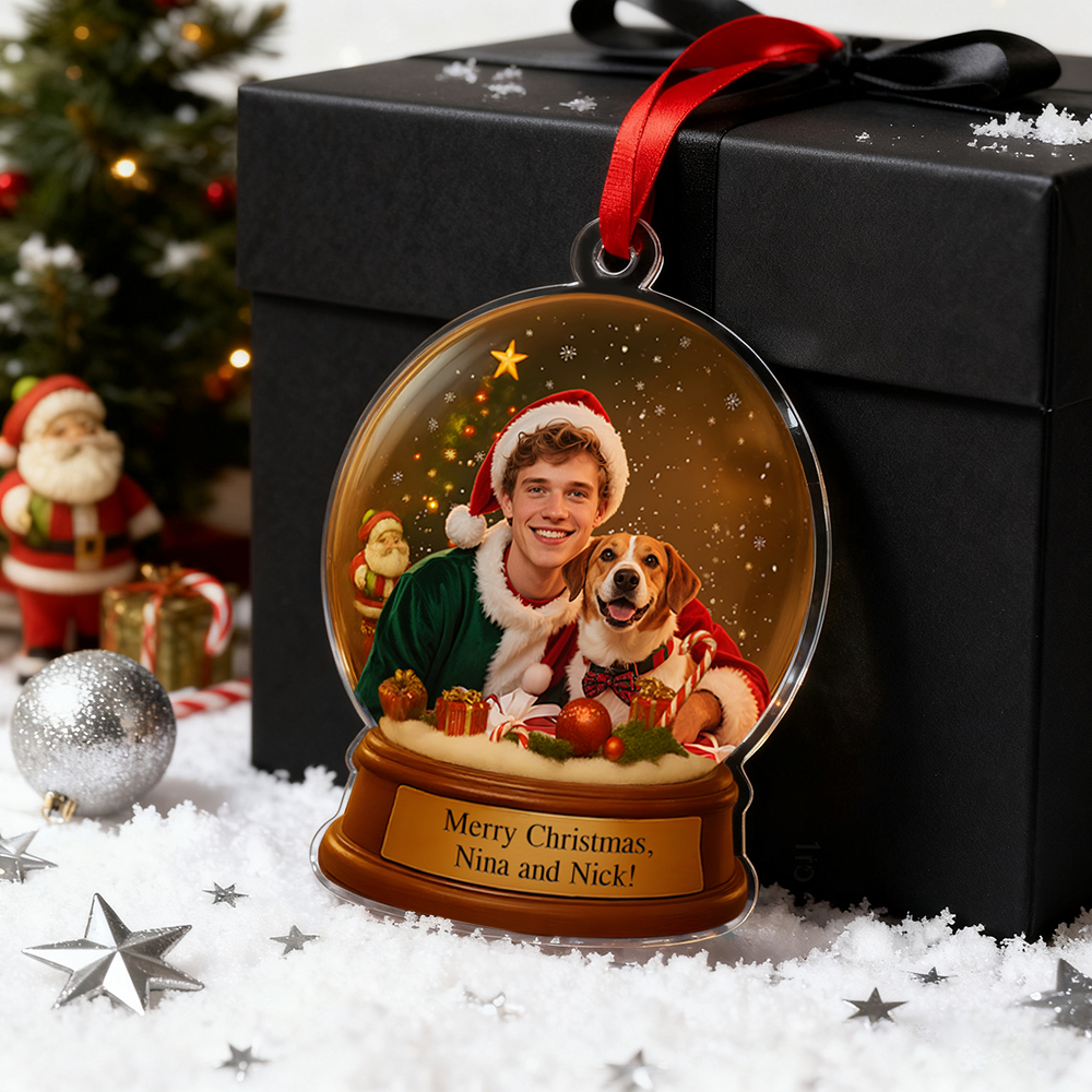 Personalized Christmas Snow Globe Ornament Best Christmas Gift for Family, Couple, Lover