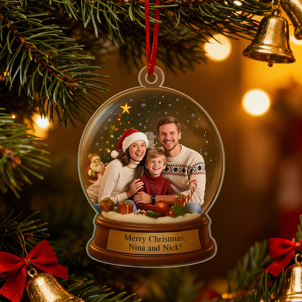 Personalized Christmas Snow Globe Ornament Best Christmas Gift for Family, Couple, Lover