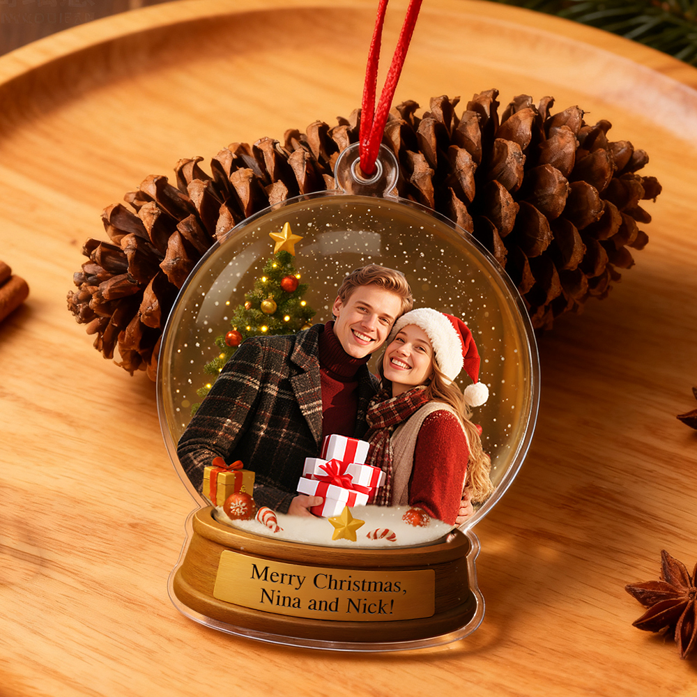 Personalized Christmas Snow Globe Ornament Best Christmas Gift for Family, Couple, Lover