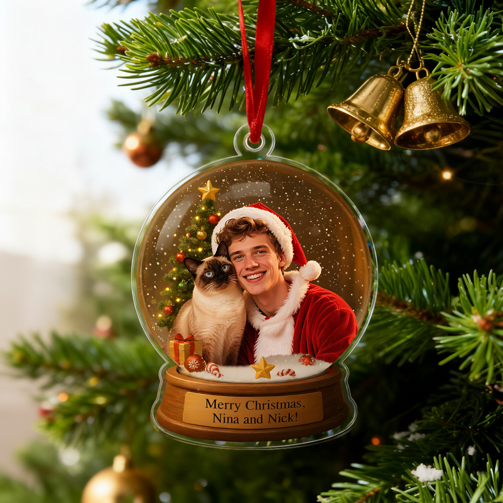 Personalized Christmas Snow Globe Ornament Best Christmas Gift for Family, Couple, Lover
