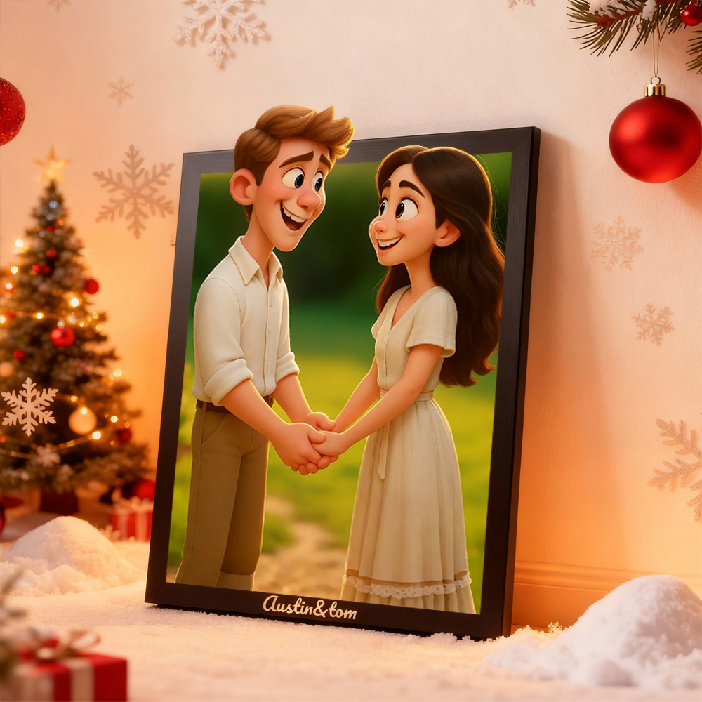 Custom Portrait Cartoon Frame｜Unique Illustration from Your Photo｜Ideal Gift for Couples, Family & Friends