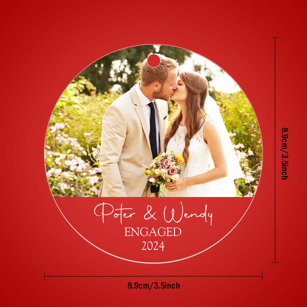 Personalized Engagement Ornament with Photo Christmas Ornament Gift for Couples - CustomPhotoKeychainUK
