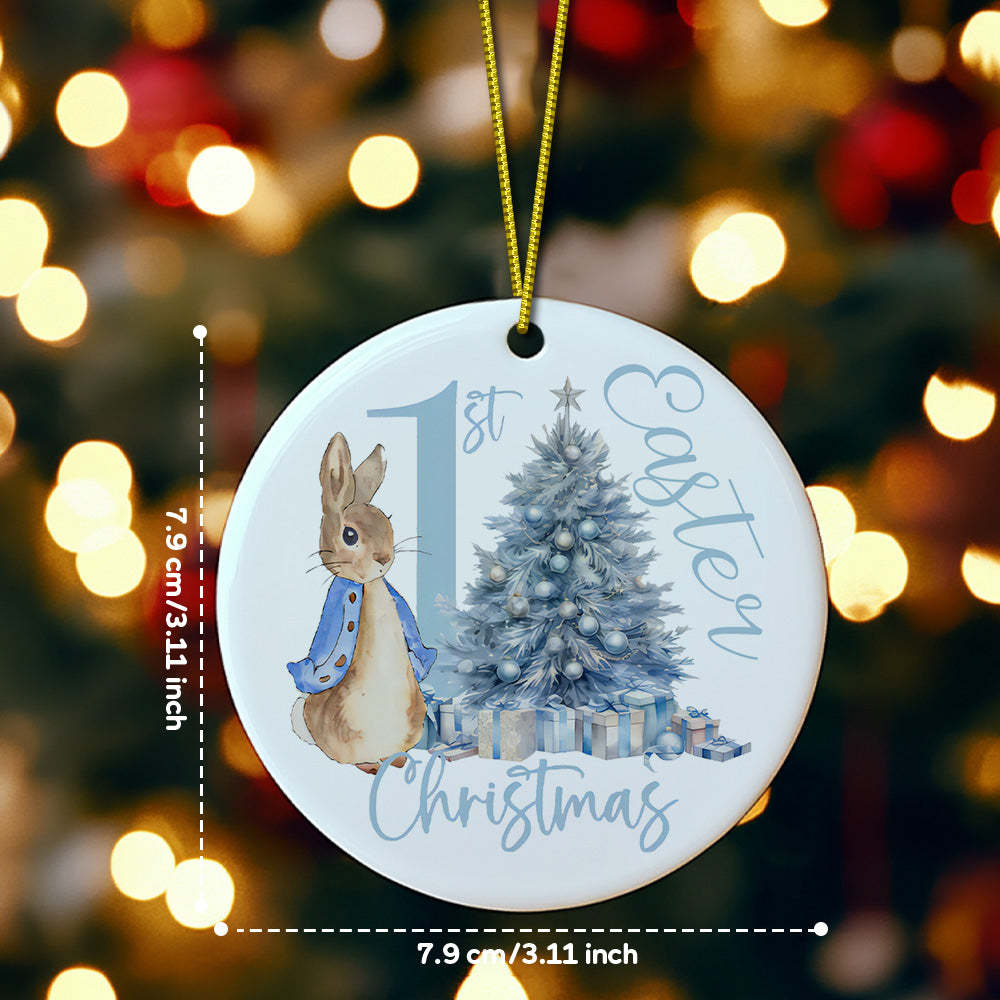 Personalized Baby's First Christmas Ornament Cute Rabbit Ornament for New Baby Christmas Gift - CustomPhotoKeychainUK
