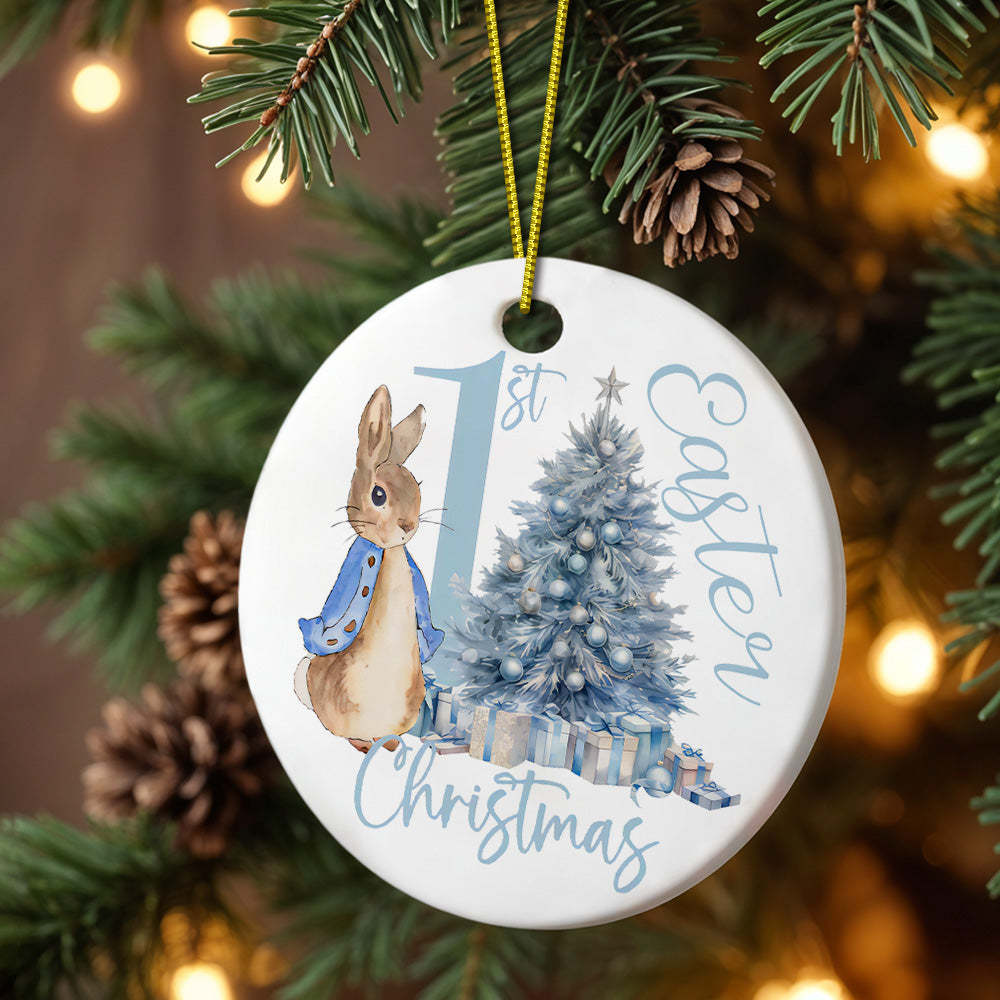 Personalized Baby's First Christmas Ornament Cute Rabbit Ornament for New Baby Christmas Gift - CustomPhotoKeychainUK