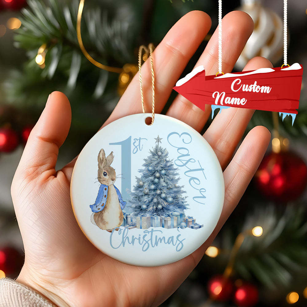Personalized Baby's First Christmas Ornament Cute Rabbit Ornament for New Baby Christmas Gift - CustomPhotoKeychainUK