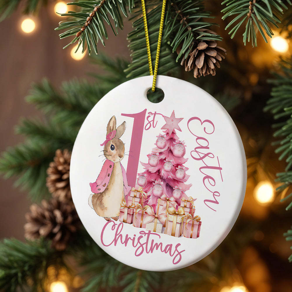 Personalized Baby's First Christmas Ornament Cute Rabbit Ornament for New Baby Christmas Gift - CustomPhotoKeychainUK