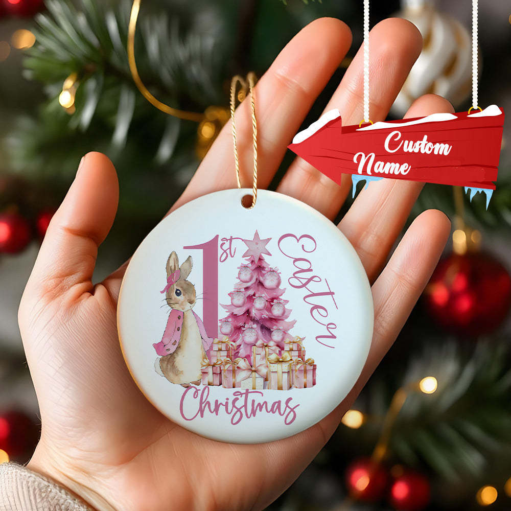 Personalized Baby's First Christmas Ornament Cute Rabbit Ornament for New Baby Christmas Gift - CustomPhotoKeychainUK