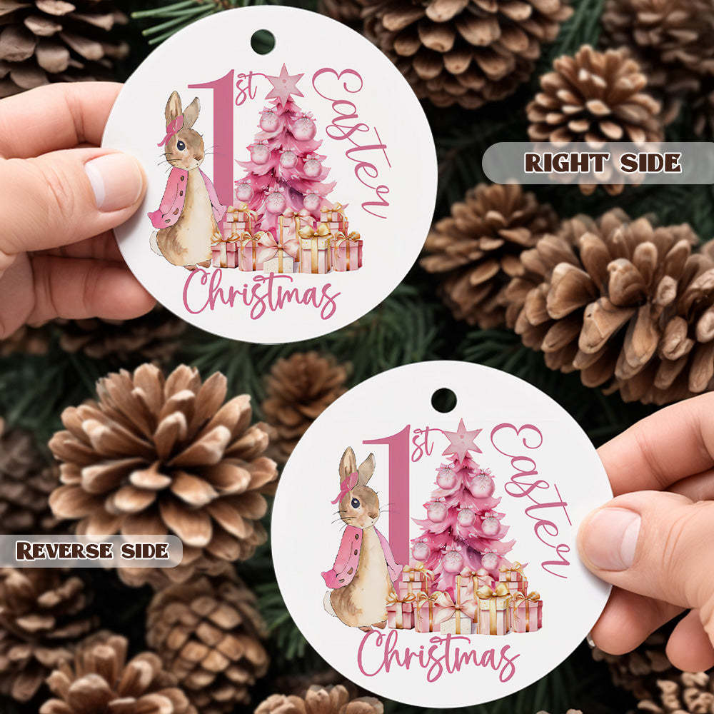 Personalized Baby's First Christmas Ornament Cute Rabbit Ornament for New Baby Christmas Gift - CustomPhotoKeychainUK