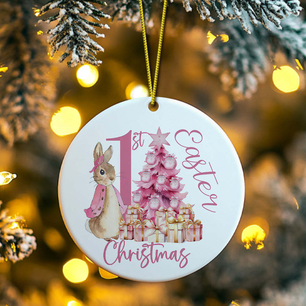 Personalized Baby's First Christmas Ornament Cute Rabbit Ornament for New Baby Christmas Gift - CustomPhotoKeychainUK