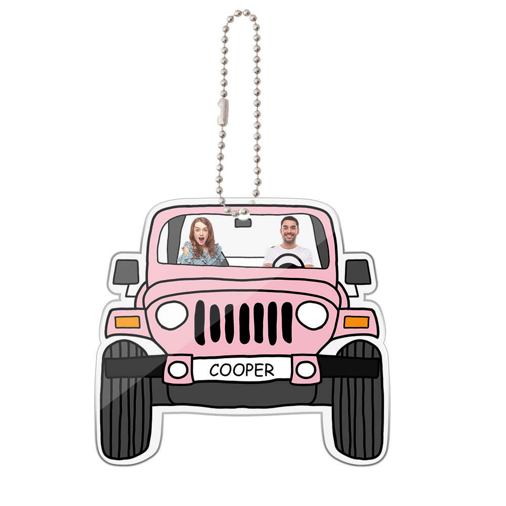 Personalized Off Road Car Photos Ornament Car Rearview Mirror Acrylic Hanging Accessories - CustomPhotoKeychainUK