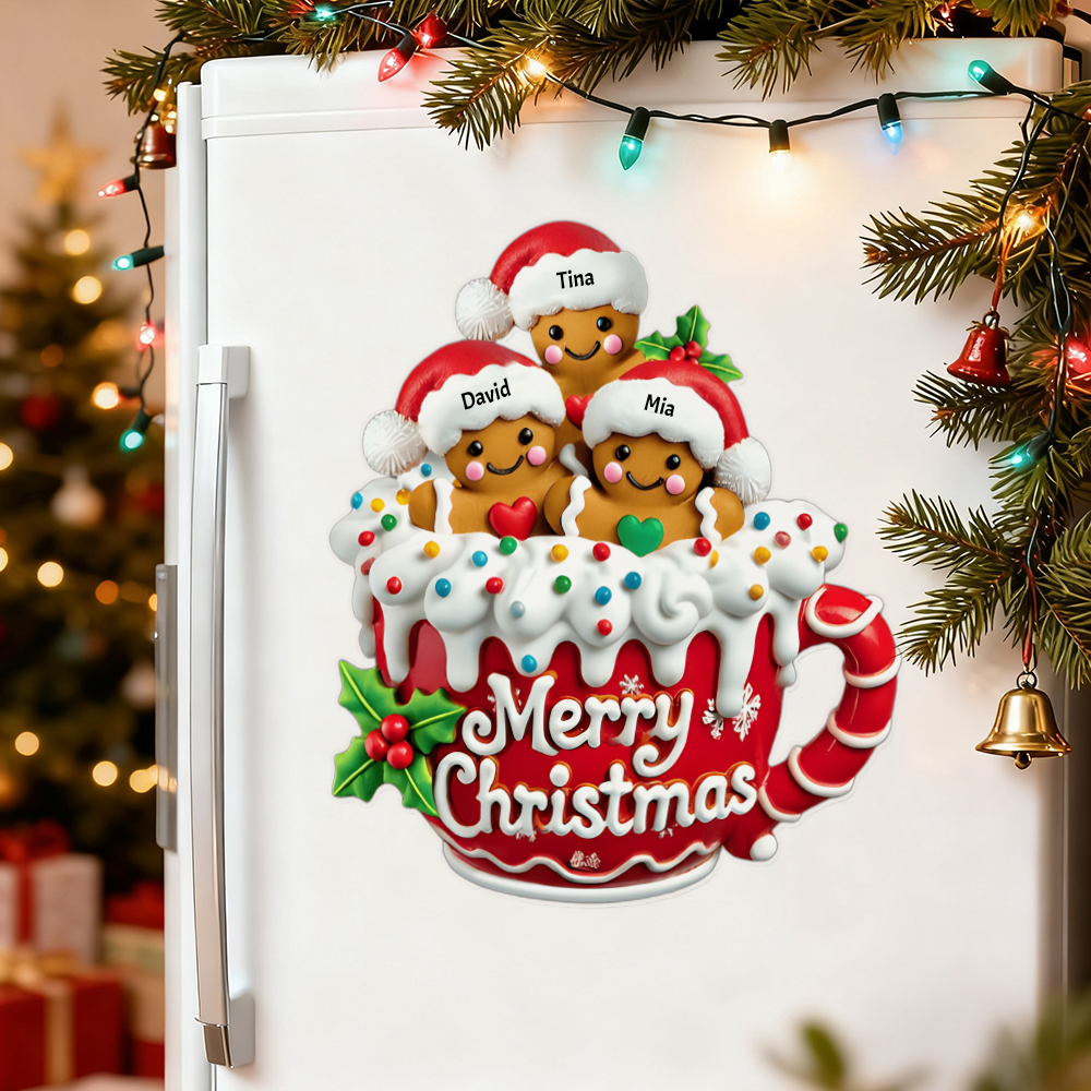 Merry Christmas - Personalized Gingerbread Family Decal