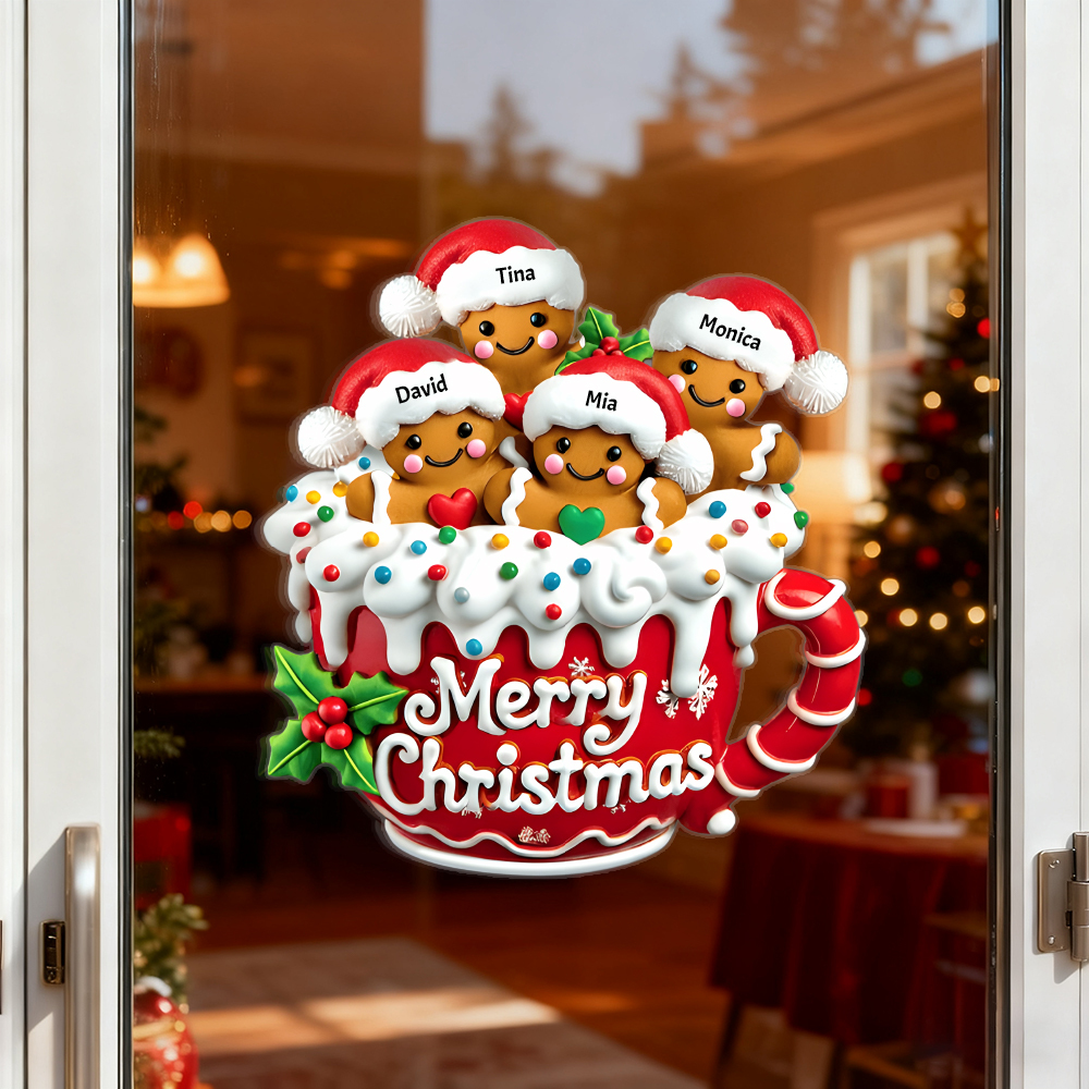Merry Christmas - Personalized Gingerbread Family Decal