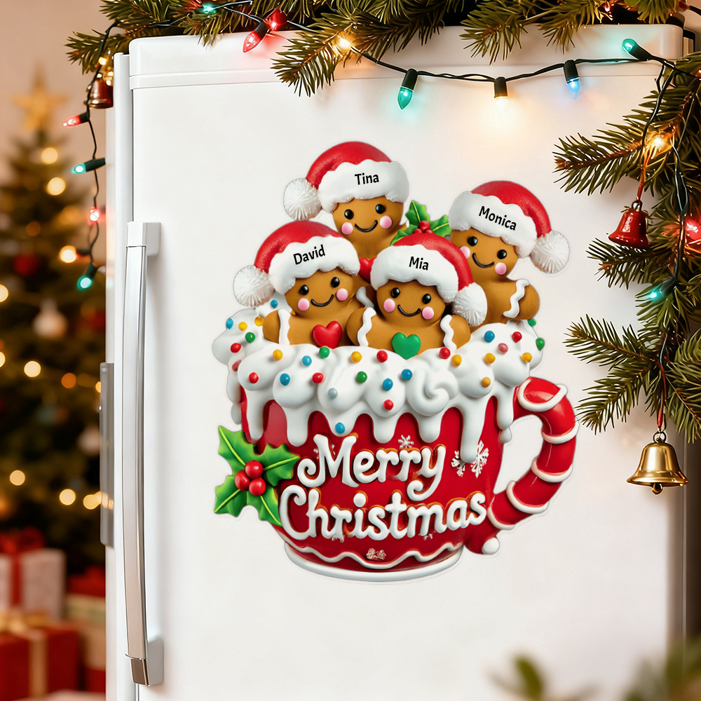 Merry Christmas - Personalized Gingerbread Family Decal