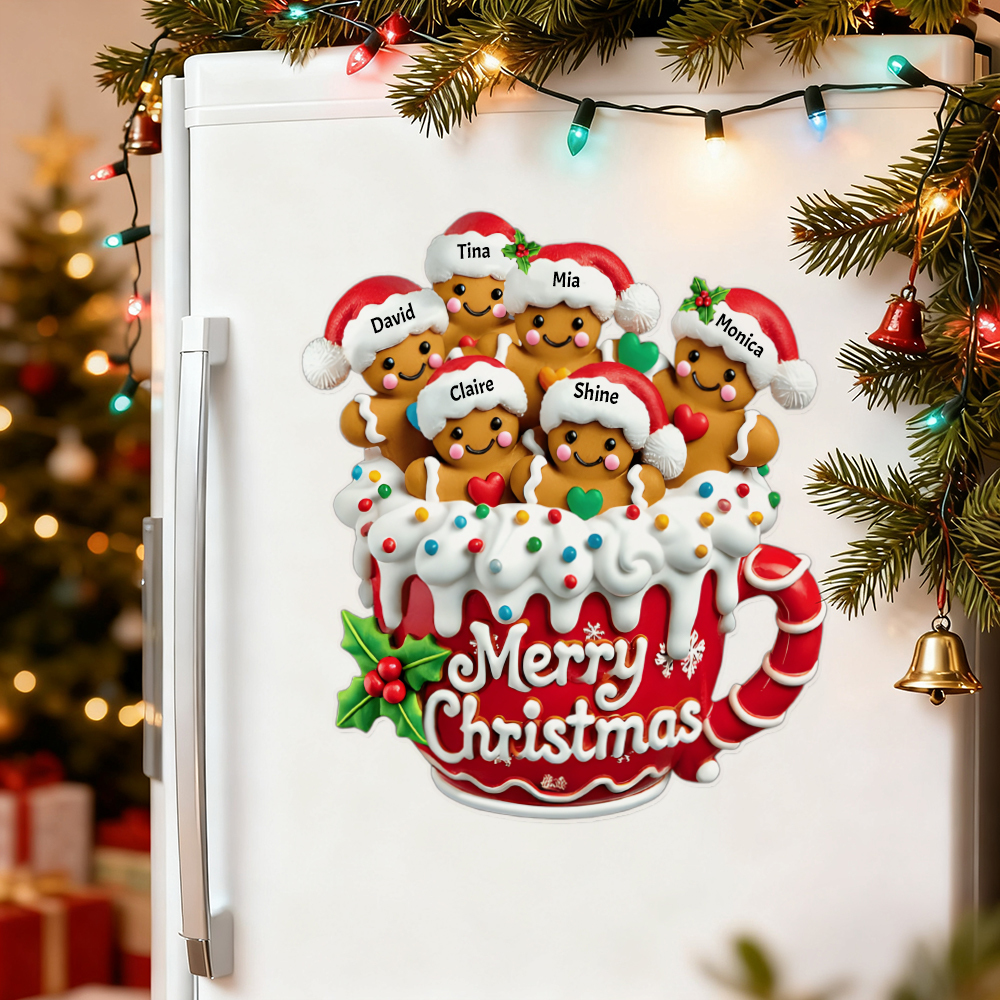 Merry Christmas - Personalized Gingerbread Family Decal