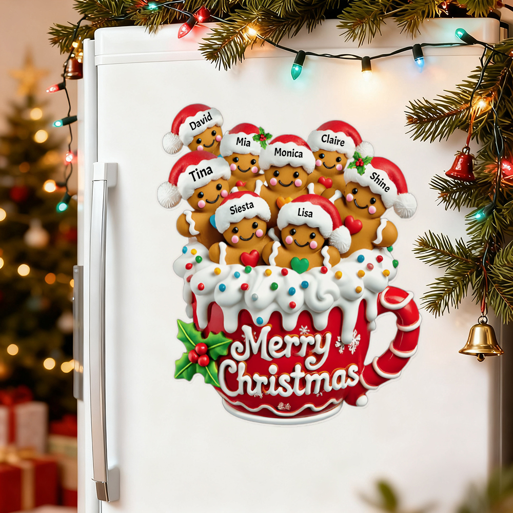 Merry Christmas - Personalized Gingerbread Family Decal