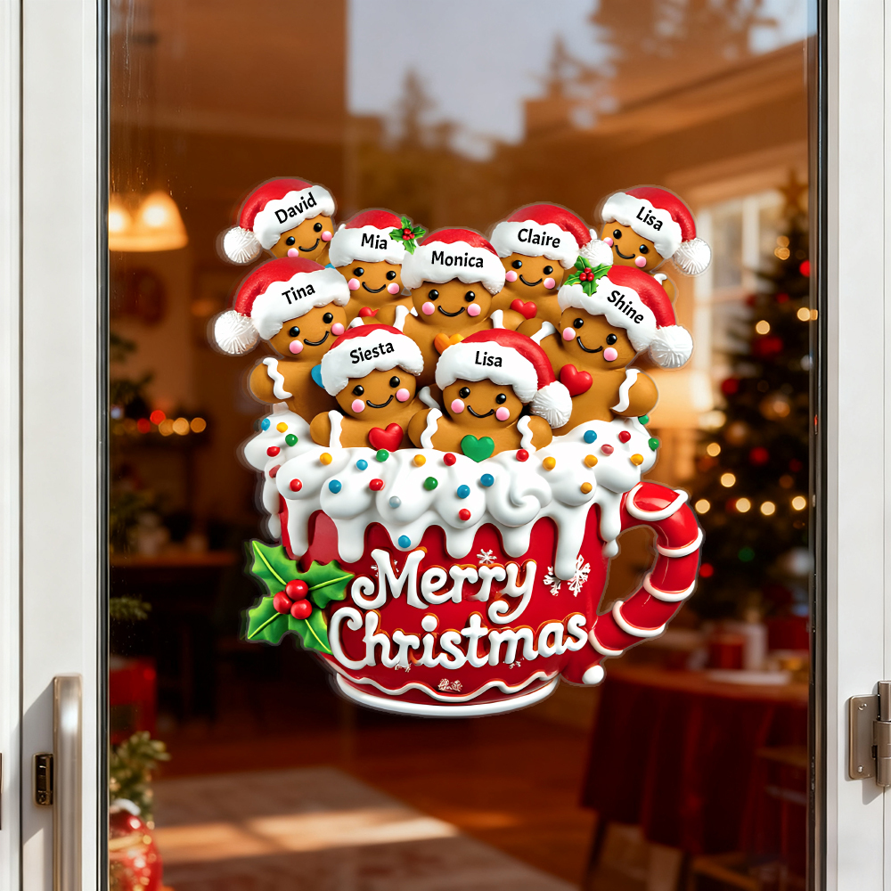 Merry Christmas - Personalized Gingerbread Family Decal